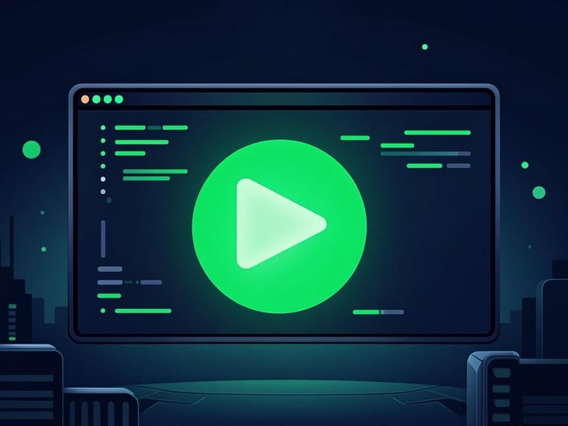 Terminal window with glowing green run button