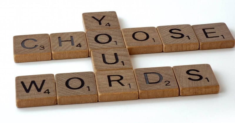 Vocabulary words and letter tiles
