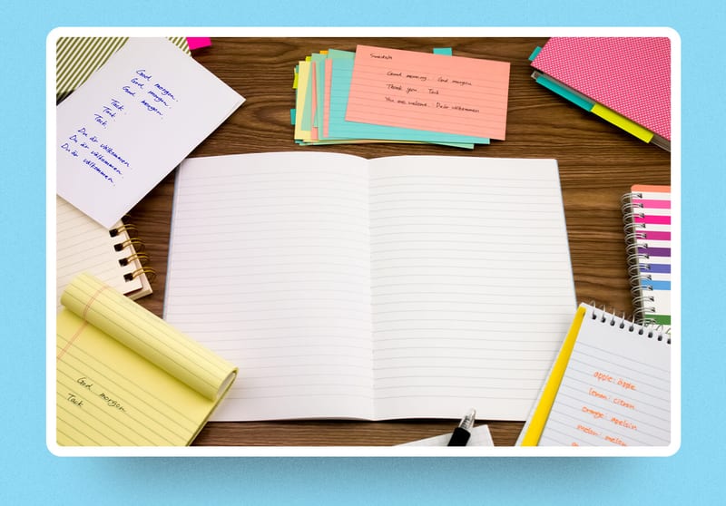 Student handwritten notes in a notebook